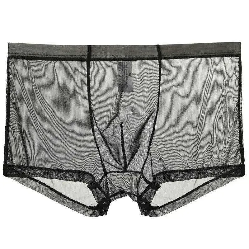 Intimo da uomo Boxer trasparenti Rigonfiamento Seta di ghiaccio See Through Mutande Slip sexy Mutandine a vita bassa Lingerie Intimo 3256808377911341