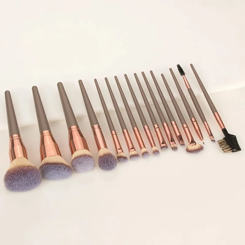 Set di pennelli per trucco da 15 pezzi con custodia in setole morbide Kit pennelli per viso per occhi per fondotinta, fard, ombretto, sopracciglio, strumenti cosmetici — image 4