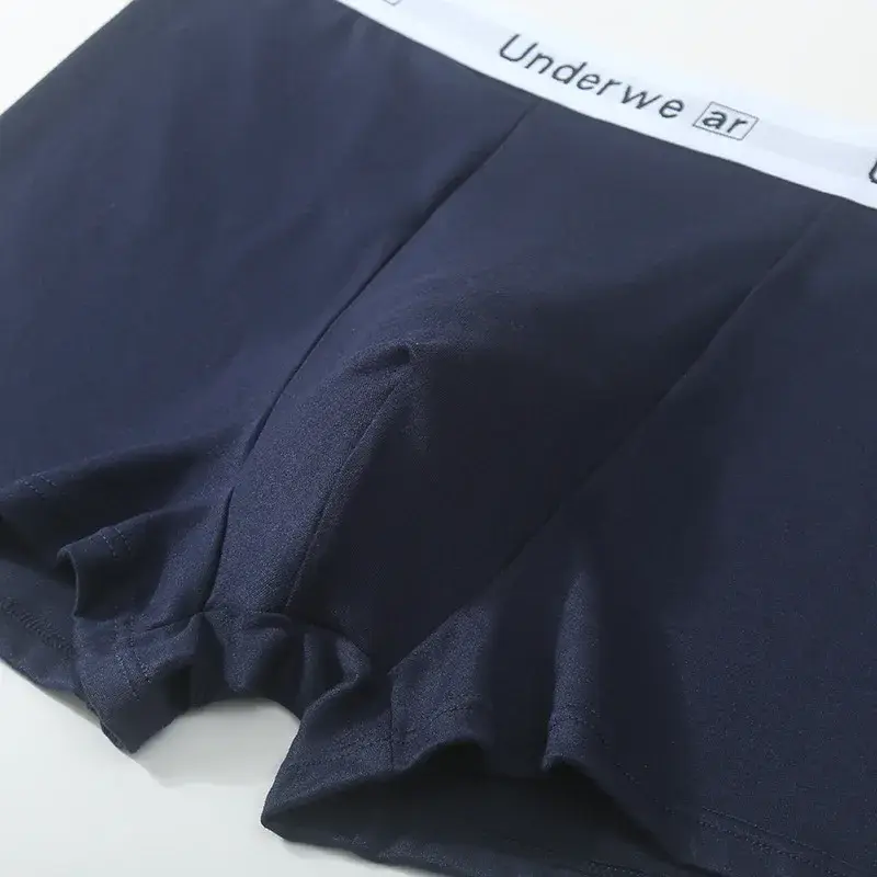 Celana Pendek Boxer Motif Pinggang Tengah Pria 3 Buah Celana Dalam Kasual Sederhana Warna Solid Celana Dalam Nyaman Sejuk L-2XL