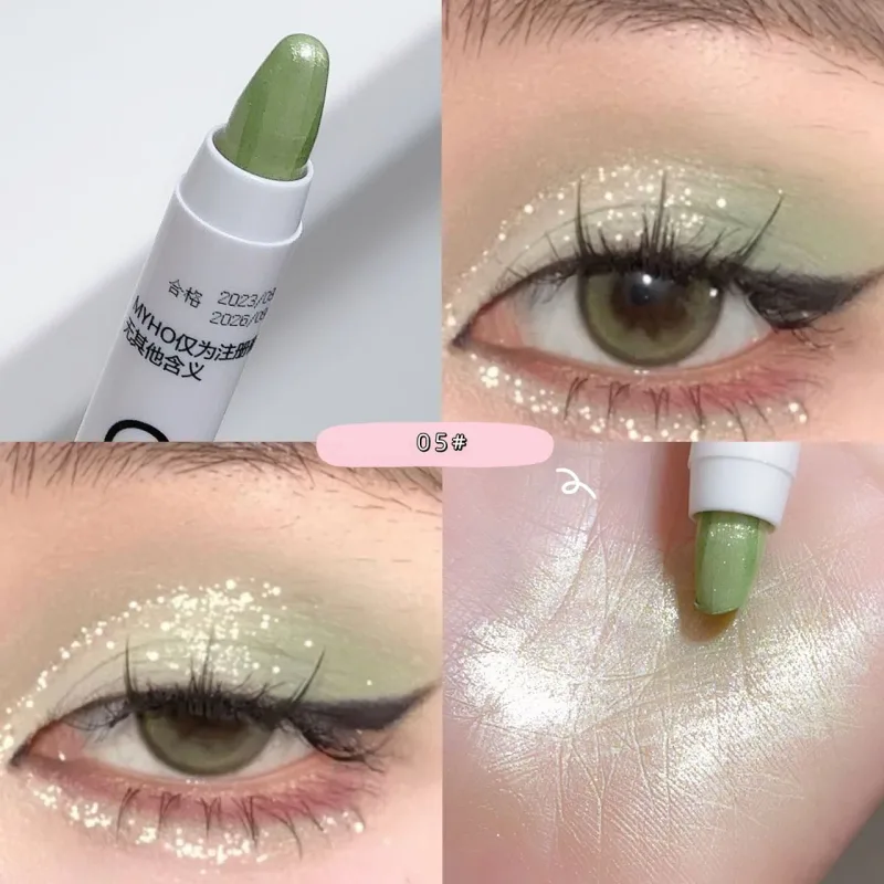 อายไลเนอร์สีขาว SHINY Glitter อายแชโดว์อายไลเนอร์ปากกา 13 สี Matte สีฟ้าสีม่วงสีชมพู Eye Liner แต่งหน้ากระจ่างใส Silkworm