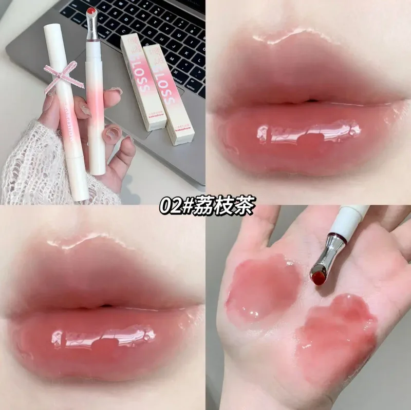 Kakashow Rossetto idratante a specchio (punta di pennello in ferro) Lucidalabbra in gel Lucidalabbra idratante in 6 tonalità nude naturali Cosmetici — image 7