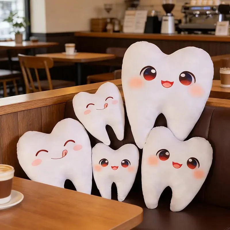 Simulación de encantadores juguetes de peluche con dientes, bonita expresión, dientes blancos, almohada suave rellena, divertido cojín para sofá, regalo para niños — image 8