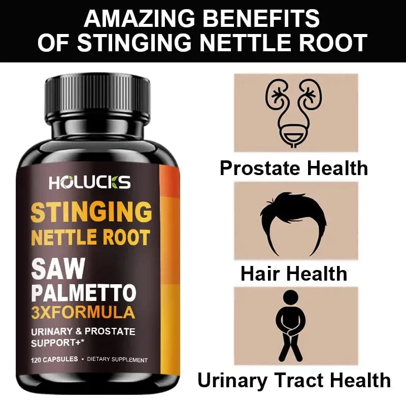 Le capsule di radice di ortica e saw palmetto aiutano a promuovere la salute della prostata, la crescita dei capelli, il supporto del tratto urinario, formula premium