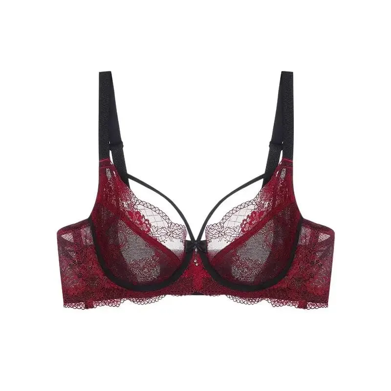 Set reggiseno sexy minimizzatore Coppa piena pizzo ultra sottile raccolto Plus Size 34-42 Seno grande al seno piccolo Supporto Comfort Lingerie — image 9