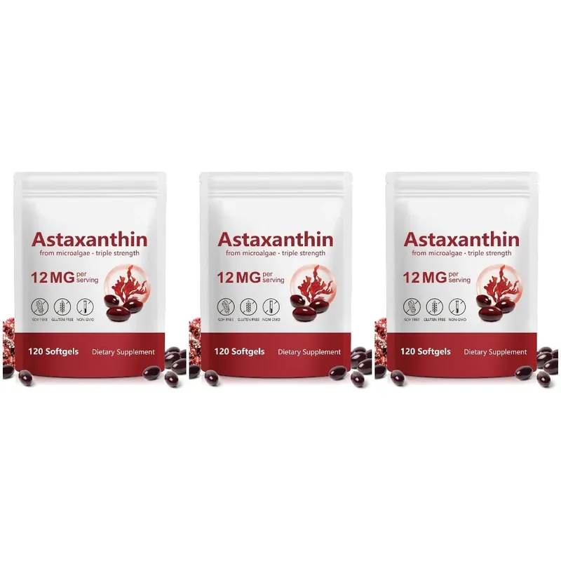 Astaxanthin Softgels 12mg pr. portion mikroalger 120 CT glutenfri sojafri ikke-GMO Vegansk understøtter antioxidantaktivitet