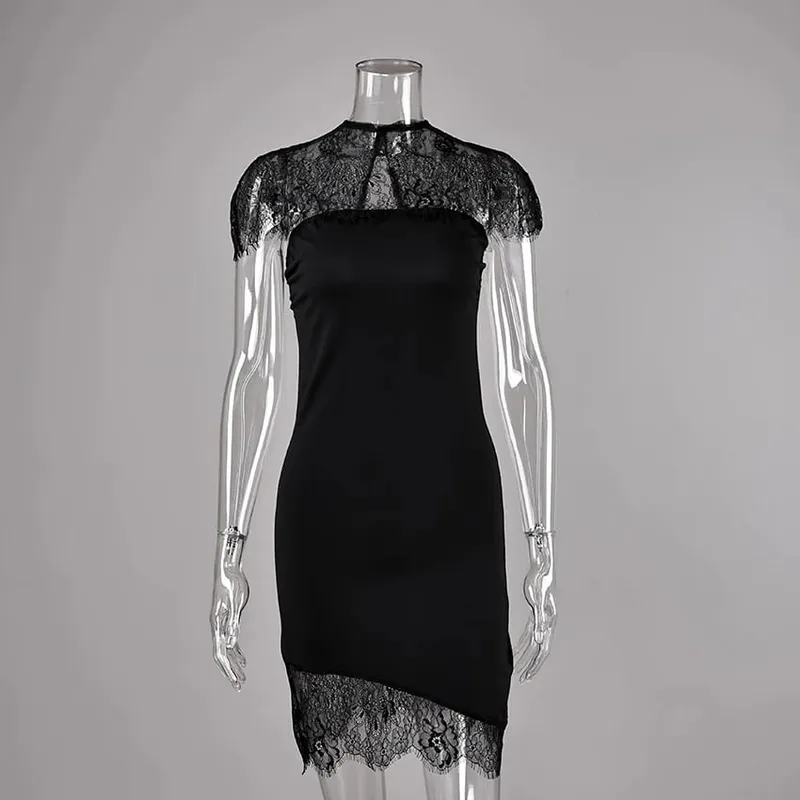 Linad Sexy White Off The Shoulder Mini Dress Spring Elegant Lace High Waist Asymmetrical Dresses Fashion Slim Dress Women 2026 — image 4