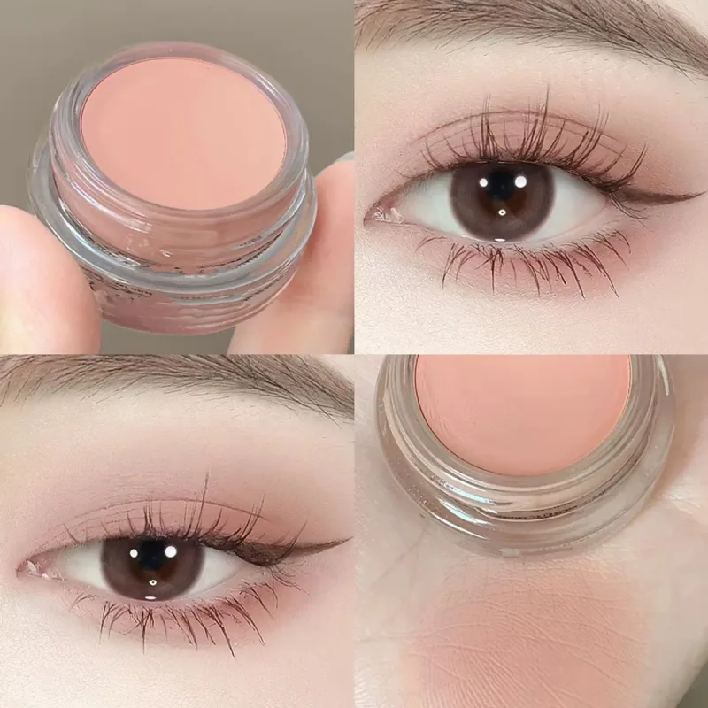 Matte Nude Eyeshadow Cream Waterproof Silky Smooth Eye Shadow Primer Pigment Pink Brown Long Lasting Monochrome Peach Eye Makeup