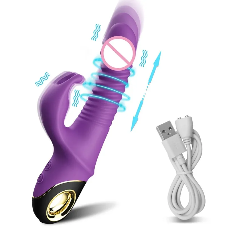 2022 kaninchen Schub Vibrator Automatische Teleskop G-Punkt Klitoris Stimulator Weibliche Masturbation Sex Spielzeug Für Frauen Erwachsene — image 8
