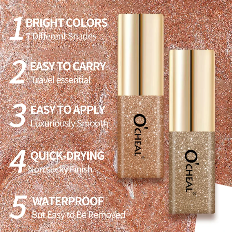 O'cheal líquido sombra de olho pescoço diamantes brilhante à prova dwaterproof água encantador bicho da seda brilho maquiagem dos olhos cosméticos glitter altamente pigmentado — image 4