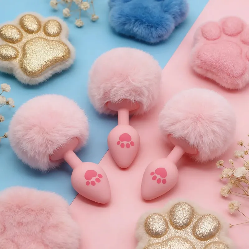 4 ขนาดสีชมพูน่ารัก Cat's PAW พิมพ์ซิลิโคน Anal Plug Soft TAIL BUTT Plug ผู้ใหญ่เกม Anal ลูกปัดเร้าอารมณ์ COSPLAY เพศของเล่นสำหรับผู้หญิง — image 3