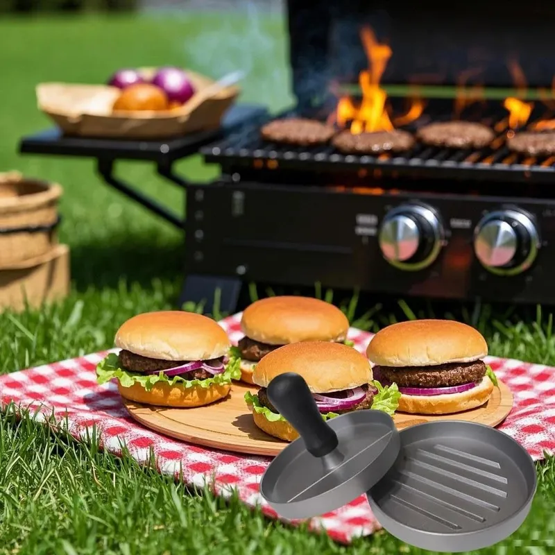 Burgerpresse, Hamburger-Fleisch-Werkzeug, Patty-Maker, Aluminium-Burger-Maker für den Küchen-BBQ-Grill — image 3