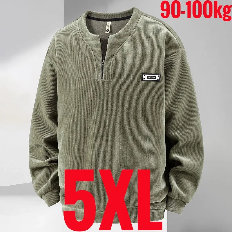 Extra Big Size Men's Sweatshirt Half Zip Pullover Corduroy Fleece Plus Large 6xl 7xl 8xl 9xl 10xl Autumn Winter Warm Casual Top — image 22