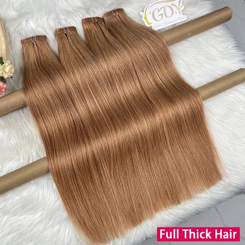 # 30 Colore dritto invisibile clip senza cuciture nelle estensioni dei capelli PU Clip Ins 7 pezzi / set 100g 100% capelli umani vergini grezzi testa piena — image 5