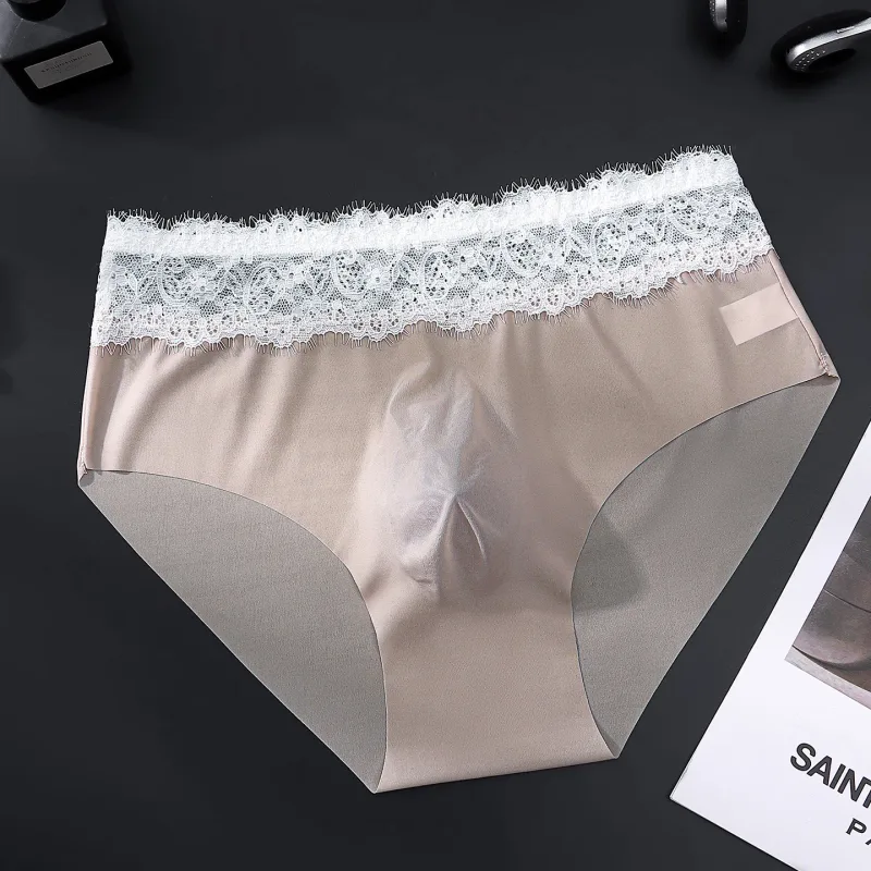 Lace Edge Ice Silk Men's Triangle Pants Traceless Breathable Thin Men's Underwear Low Waist Soft Seamless Comfort Male Briefs — image 19
