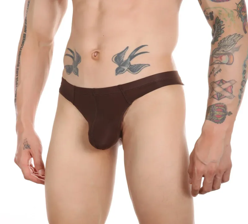 Sexy Men's Thongs Underwears Ultra-thin Thong G Strings Pouch Ice Silk Tanga Hombre Sexy Gay Underpants Breathable Briefs Men — image 25