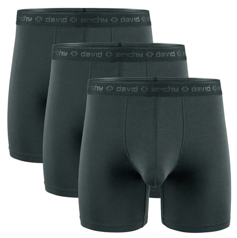 David Archy Lot de 3 boxers pour homme sous-vêtements basiques en micromodal doux et respirants à double poche à séchage rapide pour sport et fitness