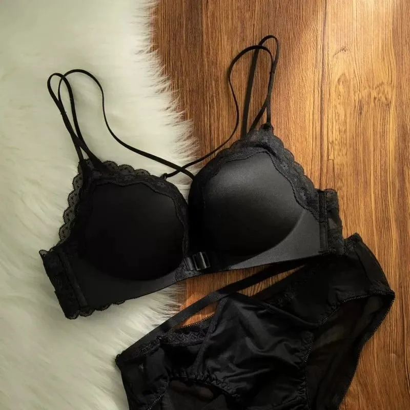 Busto piccolo Gancio anteriore Reggiseno push up senza fili Spalline sottili Beauty Back Anti-Cedimento Supporto seno laterale Reggiseno da donna S-XL — image 5