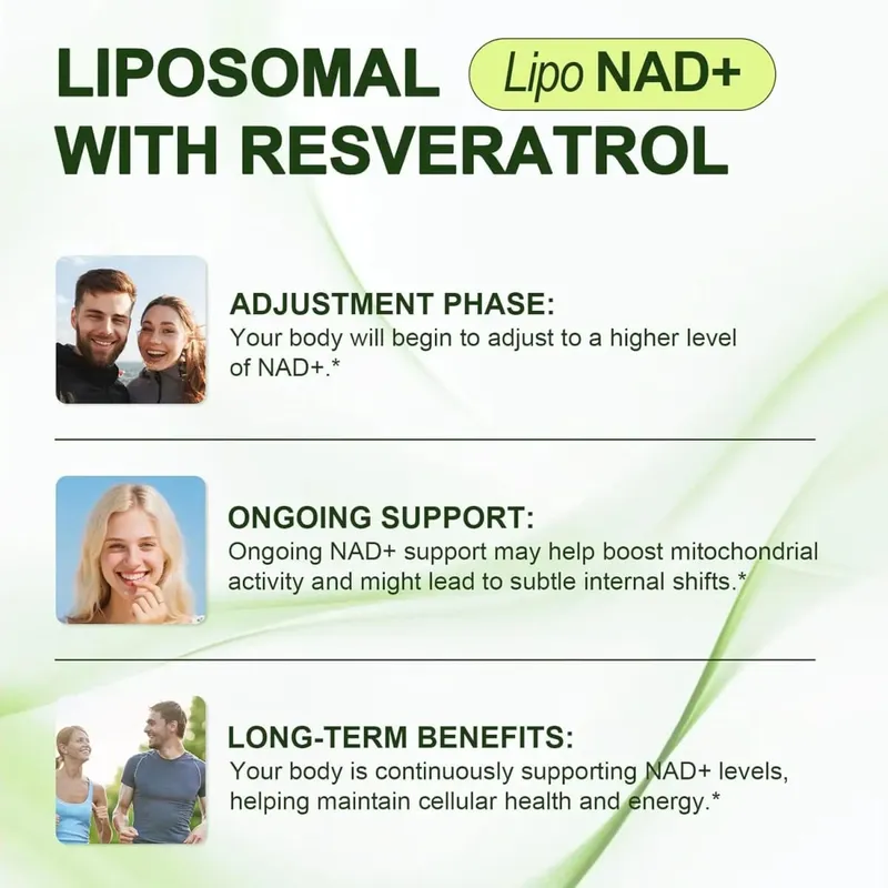 Liposomal NAD+ อาหารเสริมขั้นสูงพร้อมสารเรสเวอราทรอล - แคปซูล NAD Plus สำหรับการต่อต้านการทำงานของสมองและการฟื้นฟูเซลล์ — image 4