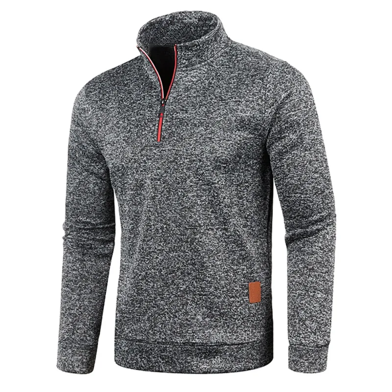 Felpe con mezza cerniera con colletto da uomo Primavera Autunno Pullover casual per sudore maschile Cappotti dolcevita da esterno Abbigliamento sportivo solido — image 2
