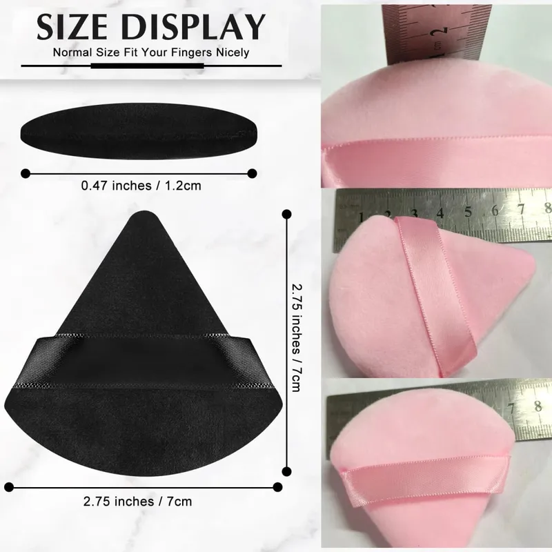 Borong 50Pcs Segitiga Serbuk Puff Mini Span Solek Muka Kosmetik Kapas Lembut Face Powder Puff Boleh Dibasuh Velvet Makeup Puff — image 2