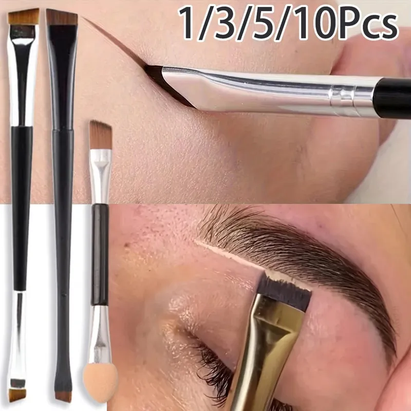 Profesyonel Kaş Fırçası Eyeliner Açılı Düz Kafa Bıçak Göz Kalemi Kaş Kontur Makyaj Fırçaları Çift kafalı Makyaj Aracı 1 ~ 10 ADET — image 1