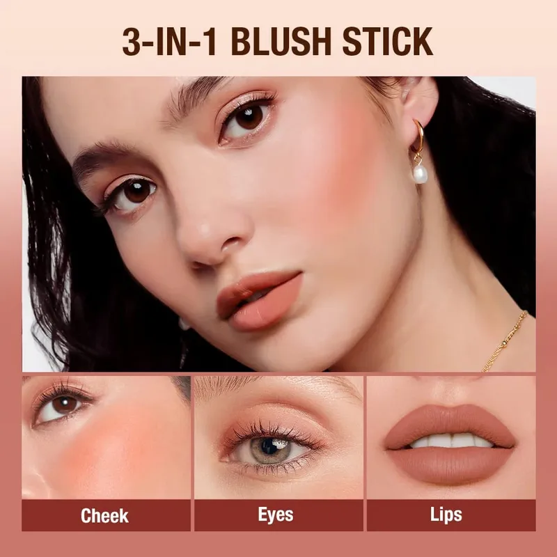 O.TWO.O 2-teiliges Make-up-Set mit mehreren Lippenstiften, Rougestift, Gesichtsgrundierung, Make-up-Basis, ölkontrollierend, wasserfest, leicht, Make-up für Frauen — image 4