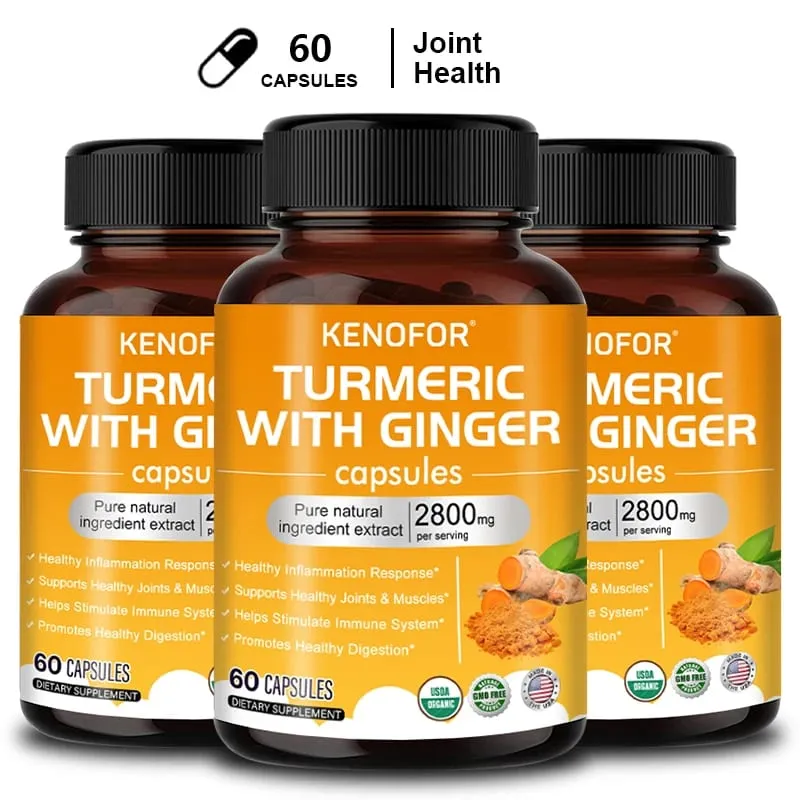 Curcuma Capsule di curcumina 1600 mg con zenzero e MSM Supporto antiossidante Comfort articolare Cuore Benessere cognitivo e digestivo — image 11