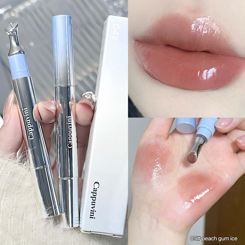 Cermin Esensi Berair Lip Gloss Tahan Lama Tidak Lengket Lipstik Cair Menepuk Jelly Lip Glaze Makeup Pelembab Warna Bibir — image 17