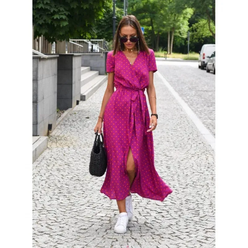 Bedrucktes Kleid 2025 Sommer V-Ausschnitt Split Fork Mittlere und lange Gruppe europäischer und amerikanischer grenzüberschreitender Damenbekleidung — image 8