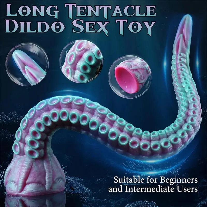 Fantasia tentáculo vibrador de silicone macio plugue anal massageador de próstata enorme pênis falso estimulação do ponto g masturbador brinquedos sexuais adultos — image 3