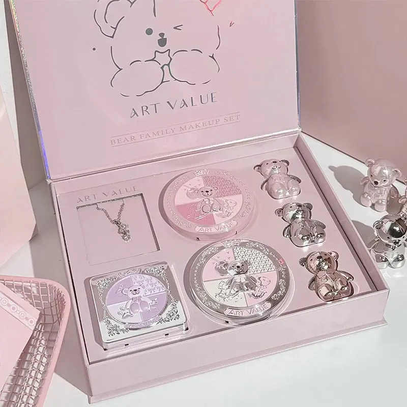 ART VALUE 7PC Makeup Sets Include 3 Colors Matte Lip Mud 1 Pressed Powder 1 Blush 1 Eyes Palette 1 Necklace Beauty Makeup Sets — image 2