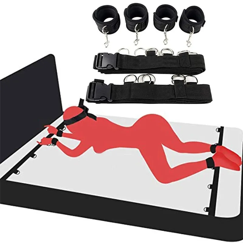 Set Kekangan BDSM Bondage Gari & Buku lali Cuffs Budak Atas Katil Buka Kaki Menggoda Mainan Seks Untuk Wanita Pasangan Erotik Tiada Vibrator — image 1
