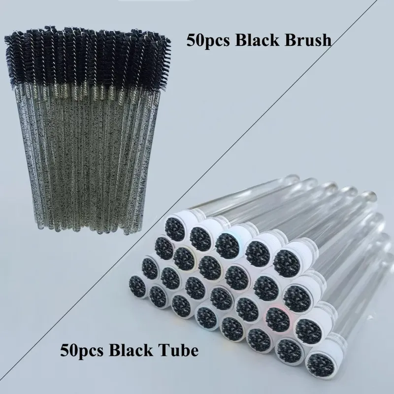 50pcs แปรงขนตาแบบใช้ซ้ำได้หลอดสำหรับขนตามาสคาร่าแบบใช้แล้วทิ้ง Wands Eyebrow แปรง Applicator แปรงขนตา