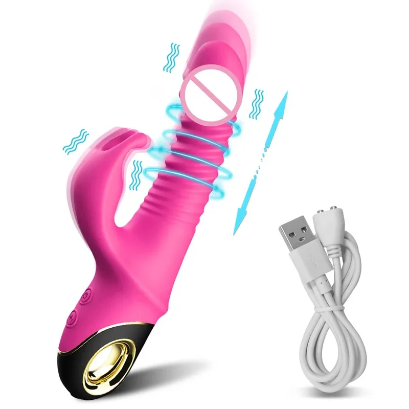 2022 kaninchen Schub Vibrator Automatische Teleskop G-Punkt Klitoris Stimulator Weibliche Masturbation Sex Spielzeug Für Frauen Erwachsene — image 10