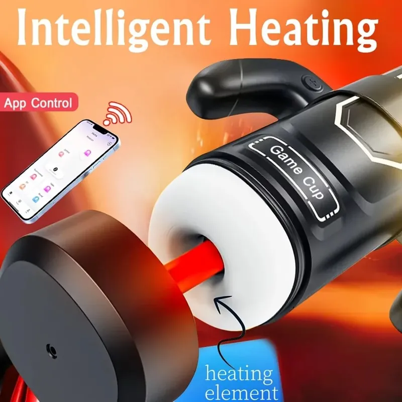 Male Masturbator Cup With 6 Thrusting & 3 Sucking And 9 Vibration Modes With Heating & Pronunciation & Gamepad Sex Toys for Men — image 4