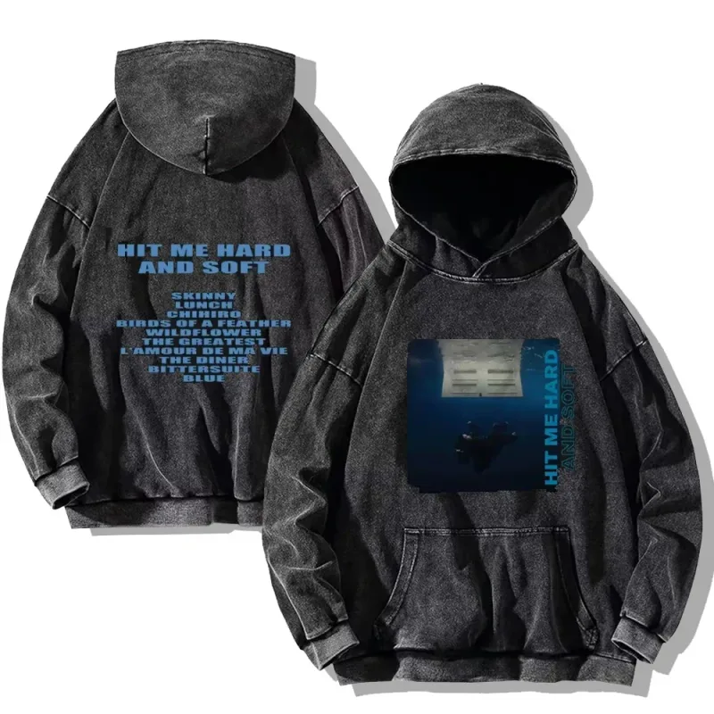 Hit Me Hard และ Soft Washed Hoodies Vintage Cotton Hooded Pullover ผู้ชายผู้หญิงหลวม Casual Gothic เสื้อ Y2K เสื้อ unisex — image 2
