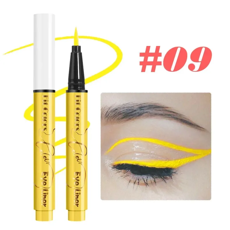 Pena Eyeliner Cair Cahaya Neon UV Tahan Air Cat Warna Wajah Neon Warna-warni Riasan Mata Panggung Seni Pesta Natal Halloween — image 15