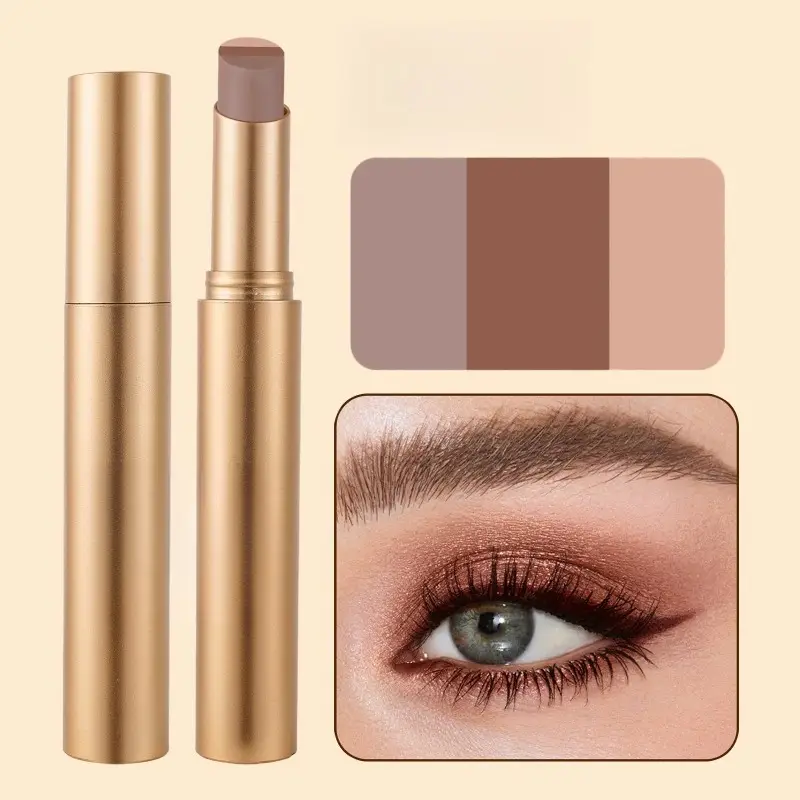 Bâton d'ombre à paupières nacré mat 3 couleurs, imperméable, brillant Durable, maquillage pour les yeux fumé, cosmétiques, bâton d'ombre à paupières longue durée — image 2