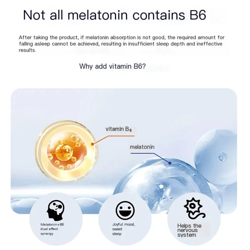 Kapsul Melatonin Tidur Nyenyak & Kognisi Otak Kekuatan Tambahan Liposomal Melatonin dengan Vitamin B6 kesan berganda tidur berkualiti — image 6