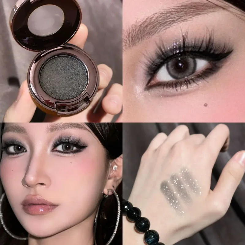 Metallic Glitter Black Blue Eyeshadow Ungu Hijau Metallic Highlighter Eyeshadow Diamond Tahan Lama Solek Mata Wanita Kosmetik — image 9