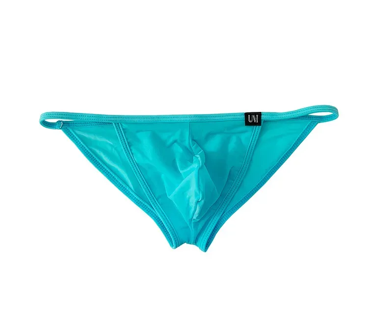 Men's Sexy Briefs Ultrathin Ice Silk Underpants Double Split Bikini Underwear With Holes Personalized U-Convex Design Panties — image 7