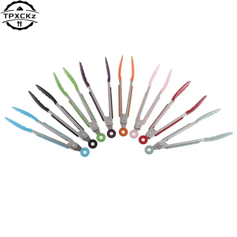 Silikon BBQ Grillen Tong Küche Kochen Salat Brot Servieren Tong Antihaft Grill Clip Clamp Edelstahl Werkzeuge Gadgets — image 4
