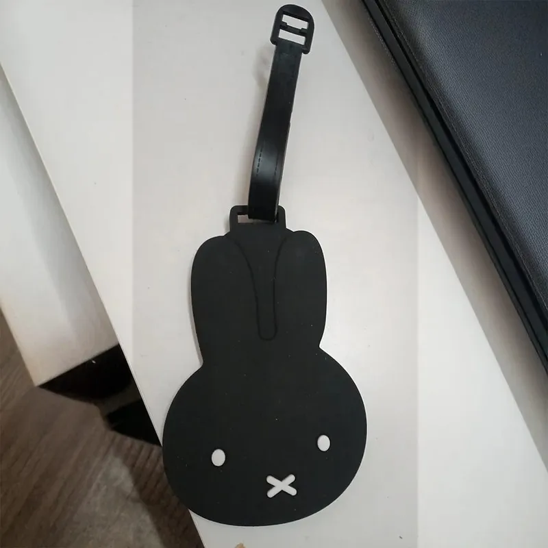 Kawaii Miffy น่ารักสัมภาระการ์ตูนกระต่ายยางซิลิโคนสไตล์เรียบง่ายตรวจสอบกระเป๋าเดินทางป้องกันการสูญเสียบัตรของขวัญสาว — image 3