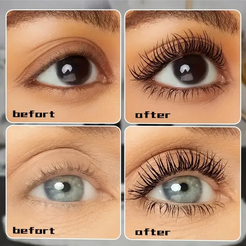 5D Svart Vattenfast Mascara Förlänger Ögonfransar Förlängning Tjock Silk Fiber Mascara Kvinnlig Makeup Ögon Kosmetik Verktyg för presenter — image 2