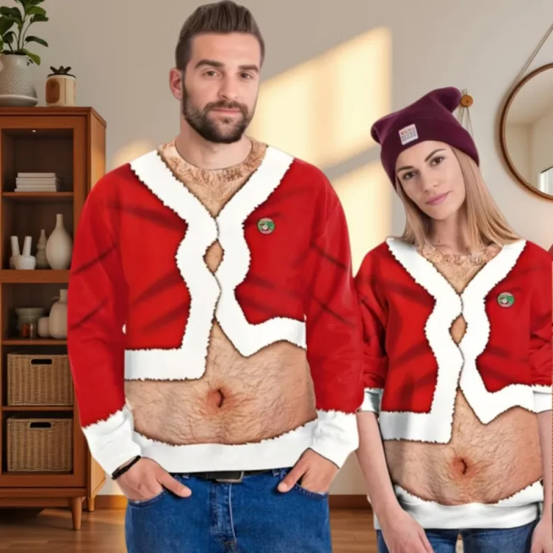 Pull de Noël drôle pour hommes et femmes, sweat-shirt de noël avec graphique laid Y2k, pour fête de vacances, vêtements amples pour hommes — image 2
