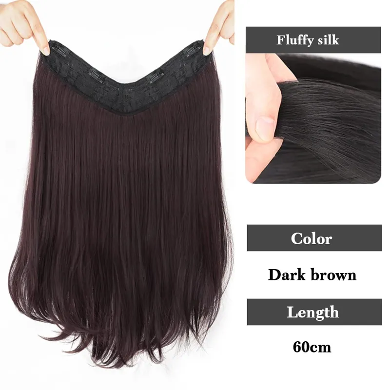 Synthetic V-shaped hair extensions wigs clips that naturally connect to women's hair heat-resistant wigs used for daily wear — image 7