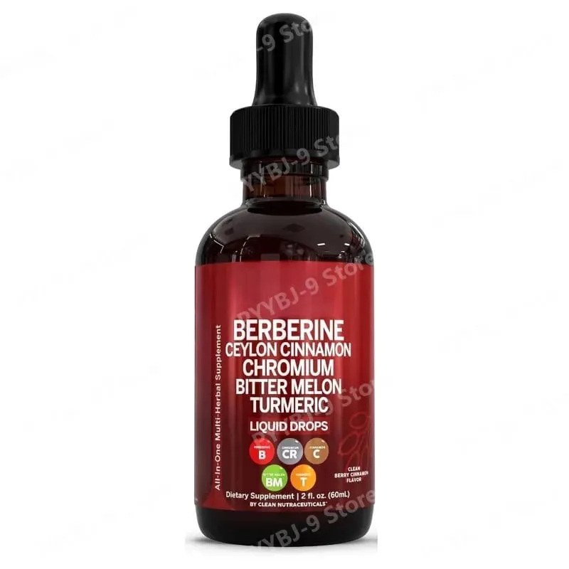 Berberina Cromo Curcuma Ginseng Gocce liquide 60ml Integratore a base di erbe biologico Supporto quotidiano per l'equilibrio del benessere per adulti — image 8