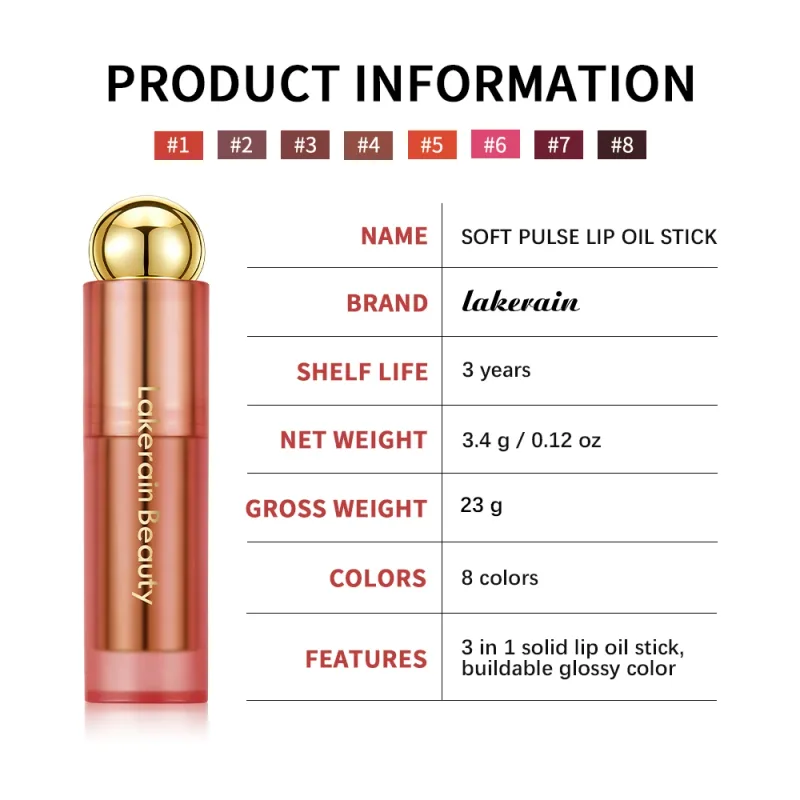 3‑in‑1 Solid Tinted Lip Oil Stick Glass Plump Glossy Finish Buildable Color Nourishing Apple Seed Oil Lip Care Makeup — image 7