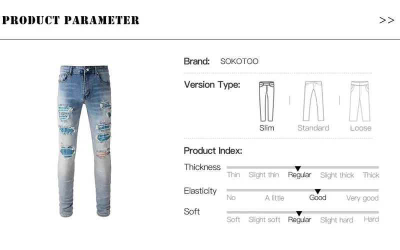 Jeans Denim Patch Kristal Lelaki Streetwear Seluar Stretch Patchwork Biru Koyak Seluar Tirus Kurus Bermasalah — image 7