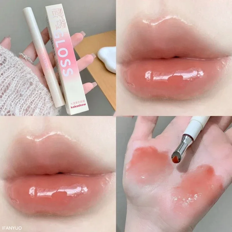 Kakashow Mirror Watery Lip Gloss Iron Brush Head Jelly Lipgloss Moisturizing Lip Tint Lipstick Nature Nude Lips Makeup Cosmetics — image 4